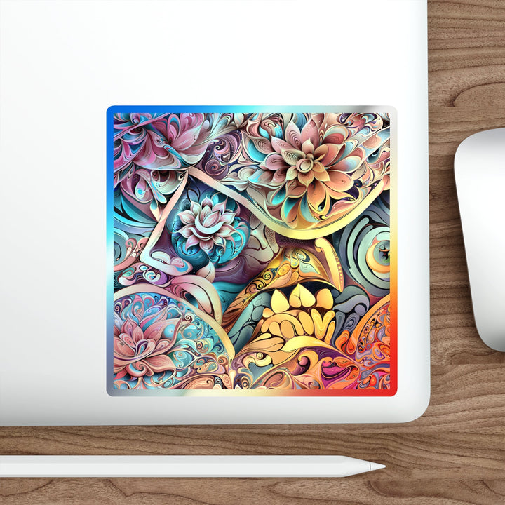 Vibrant Floral Essence - Holographic Die-Cut Sticker - Paper products - g(0D·IO) - 5" × 5" - Die-Cut - Holographic