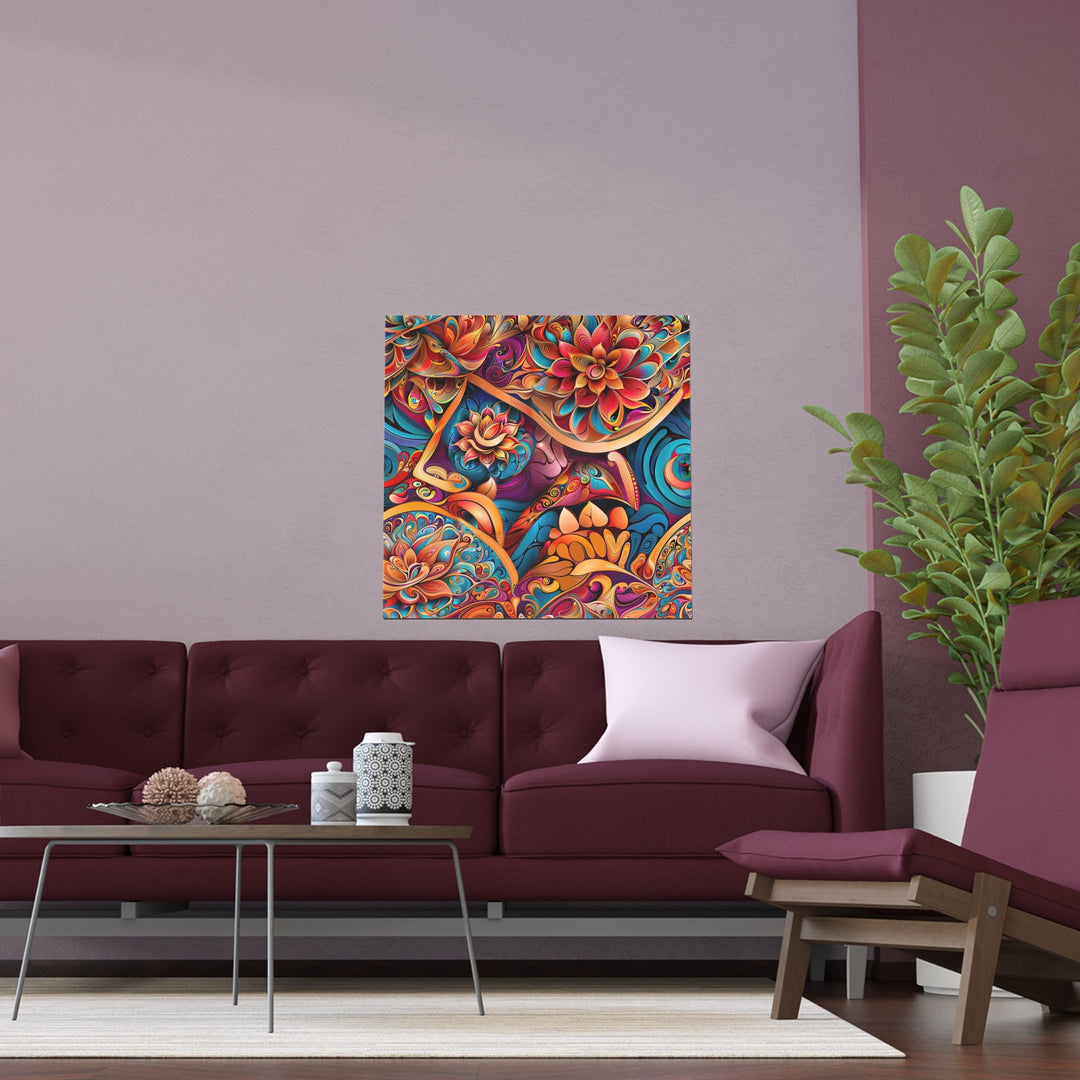Vibrant Floral Essence - Indoor and Outdoor Silk Poster - Poster - g(0D·IO) - 30″ x 30″ (Square) - Semi Glossy -