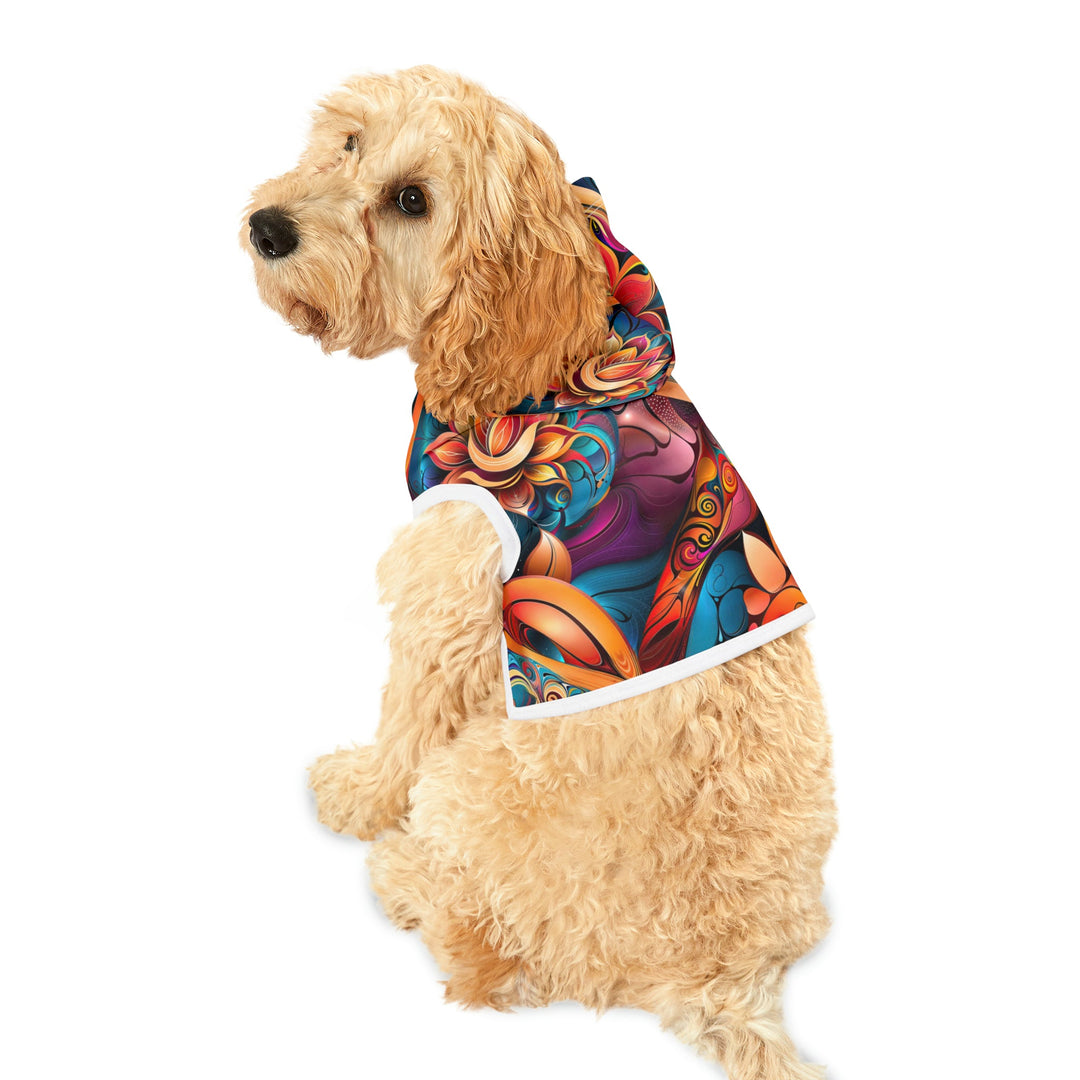 Vibrant Floral Essence - Pet Hoodie - Pets - g(0D·IO) - XXS - Black Rib -