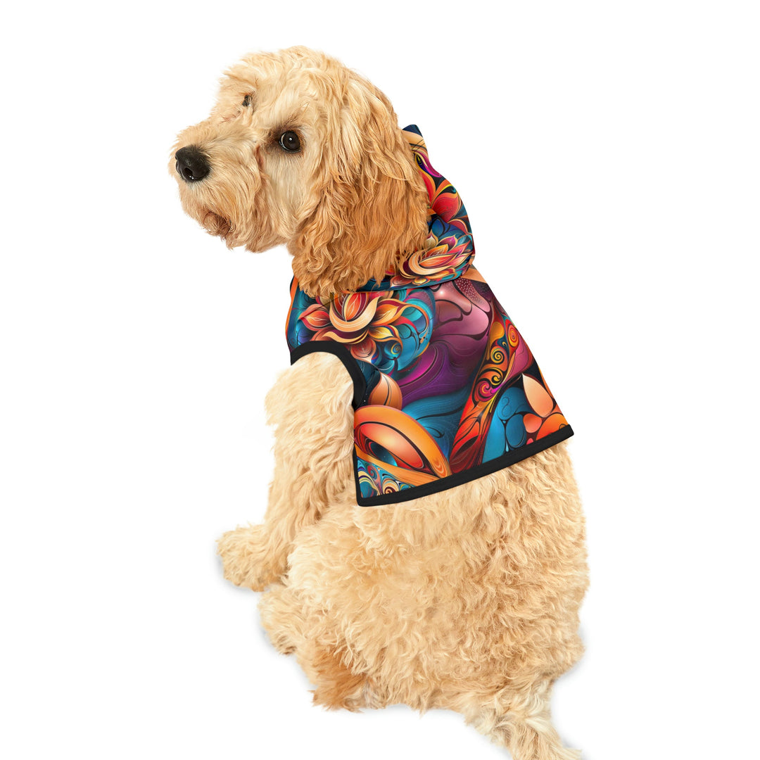 Vibrant Floral Essence - Pet Hoodie - Pets - g(0D·IO) - XXS - Black Rib -