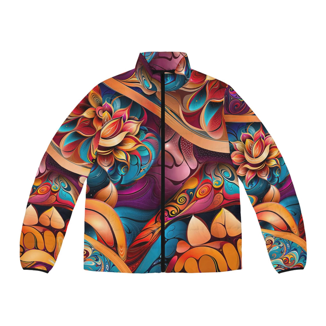 Vibrant Floral Essence - Puffer Jacket - All Over Prints - g(0D·IO) - S - Black zipper -