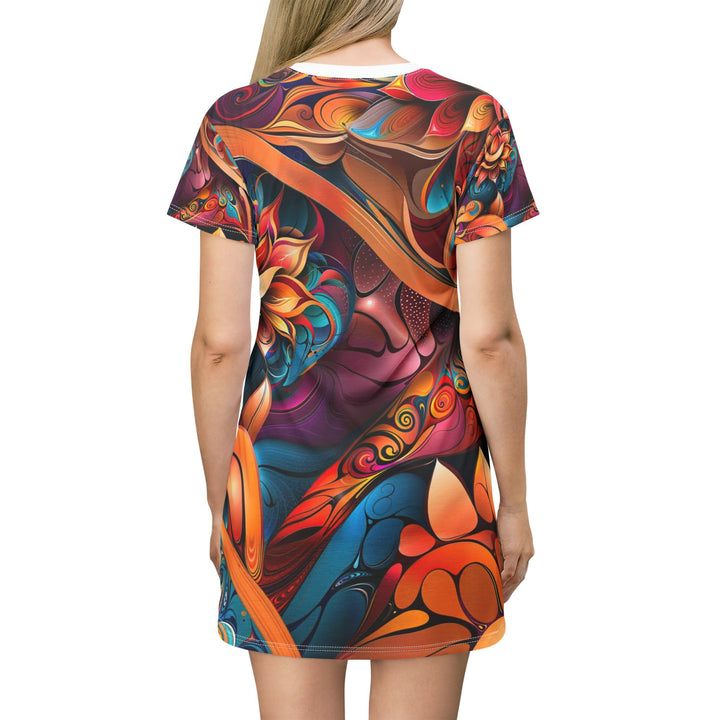 Vibrant Floral Essence - T-Shirt Dress - All Over Prints - g(0D·IO) - XS - -