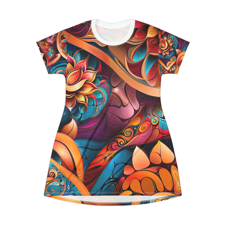 Vibrant Floral Essence - T-Shirt Dress - All Over Prints - g(0D·IO) - XS - -