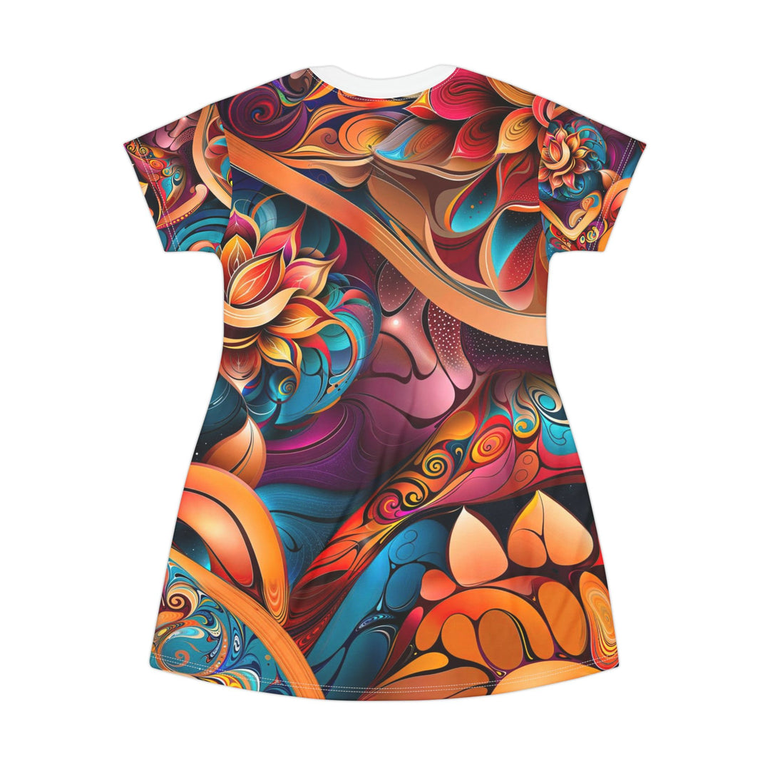 Vibrant Floral Essence - T-Shirt Dress - All Over Prints - g(0D·IO) - XS - -