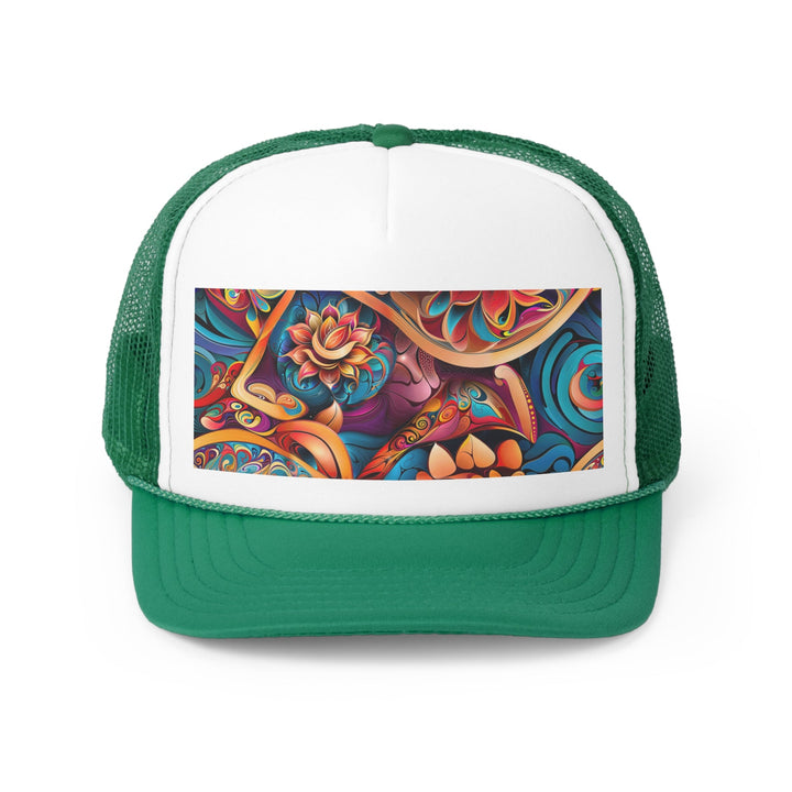 Vibrant Floral Essence - Trucker Hat - Hats - g(0D·IO) - Green - One size -