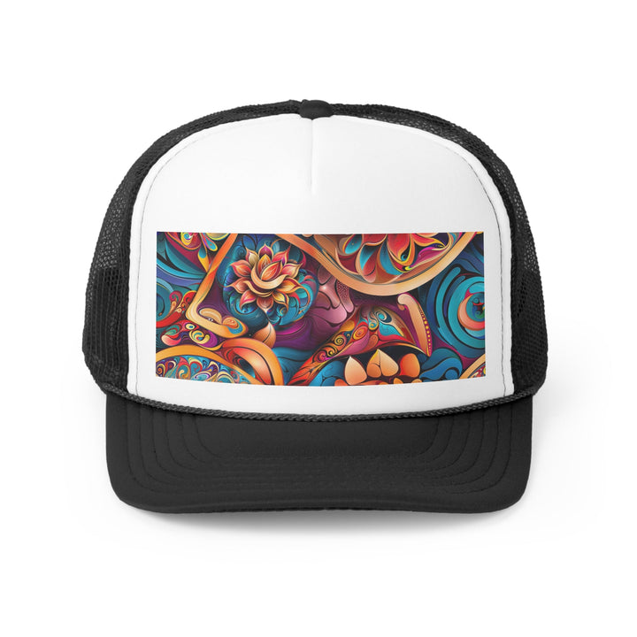 Vibrant Floral Essence - Trucker Hat - Hats - g(0D·IO) - Black - One size -