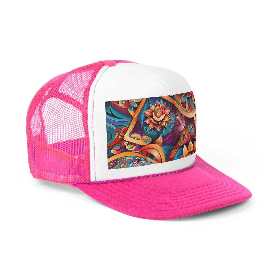 Vibrant Floral Essence - Trucker Hat - Hats - g(0D·IO) - Pink - One size -