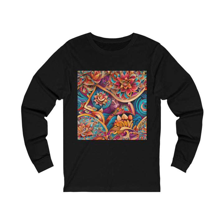 Vibrant Floral Essence - Unisex Jersey Long Sleeve Tee - Long-sleeve - g(0D·IO) - S - Black -