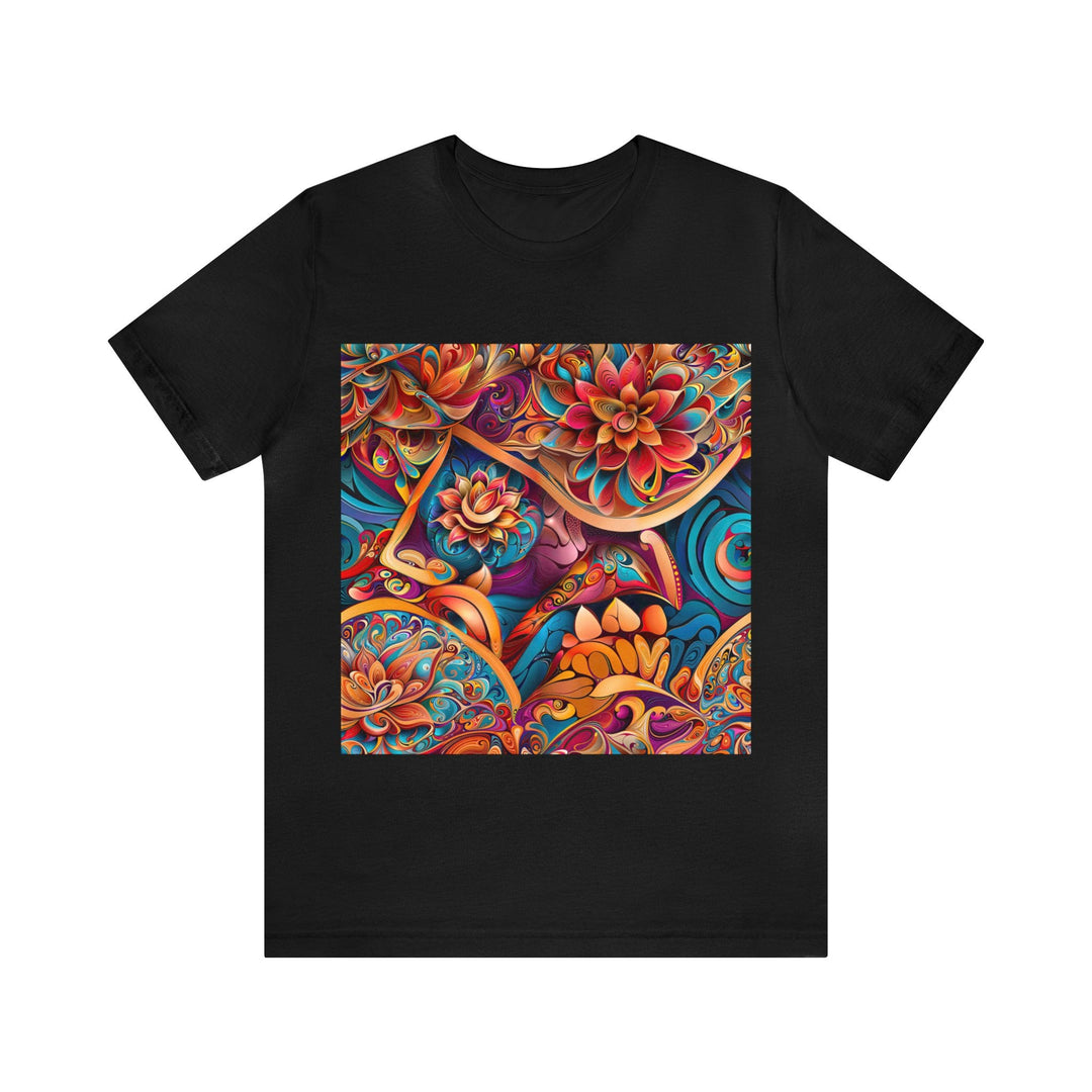 Vibrant Floral Essence - Unisex Jersey Short Sleeve Tee - T-Shirt - g(0D·IO) - Black - S -