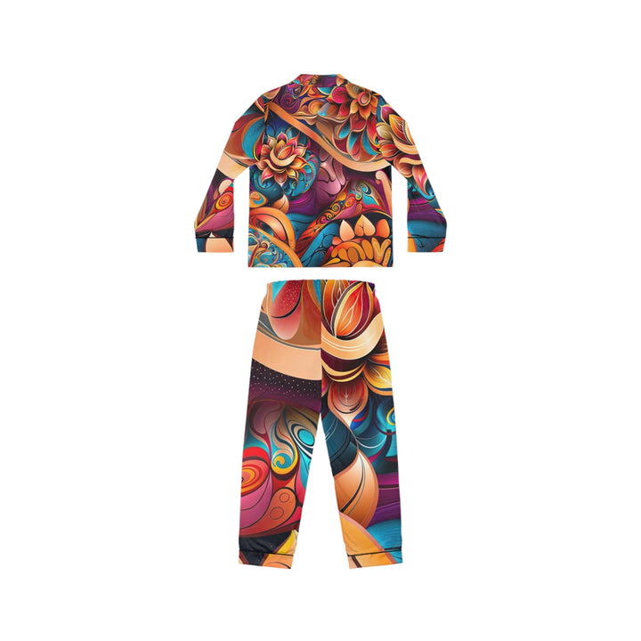 Vibrant Floral Essence - Women's Satin Pajamas - All Over Prints - g(0D·IO) - XS/S - Black -