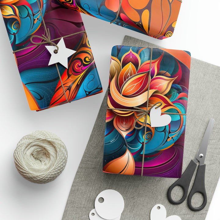 Vibrant Floral Essence - Wrapping Paper - Home Decor - g(0D·IO) - 30'' x 72'' - Matte -