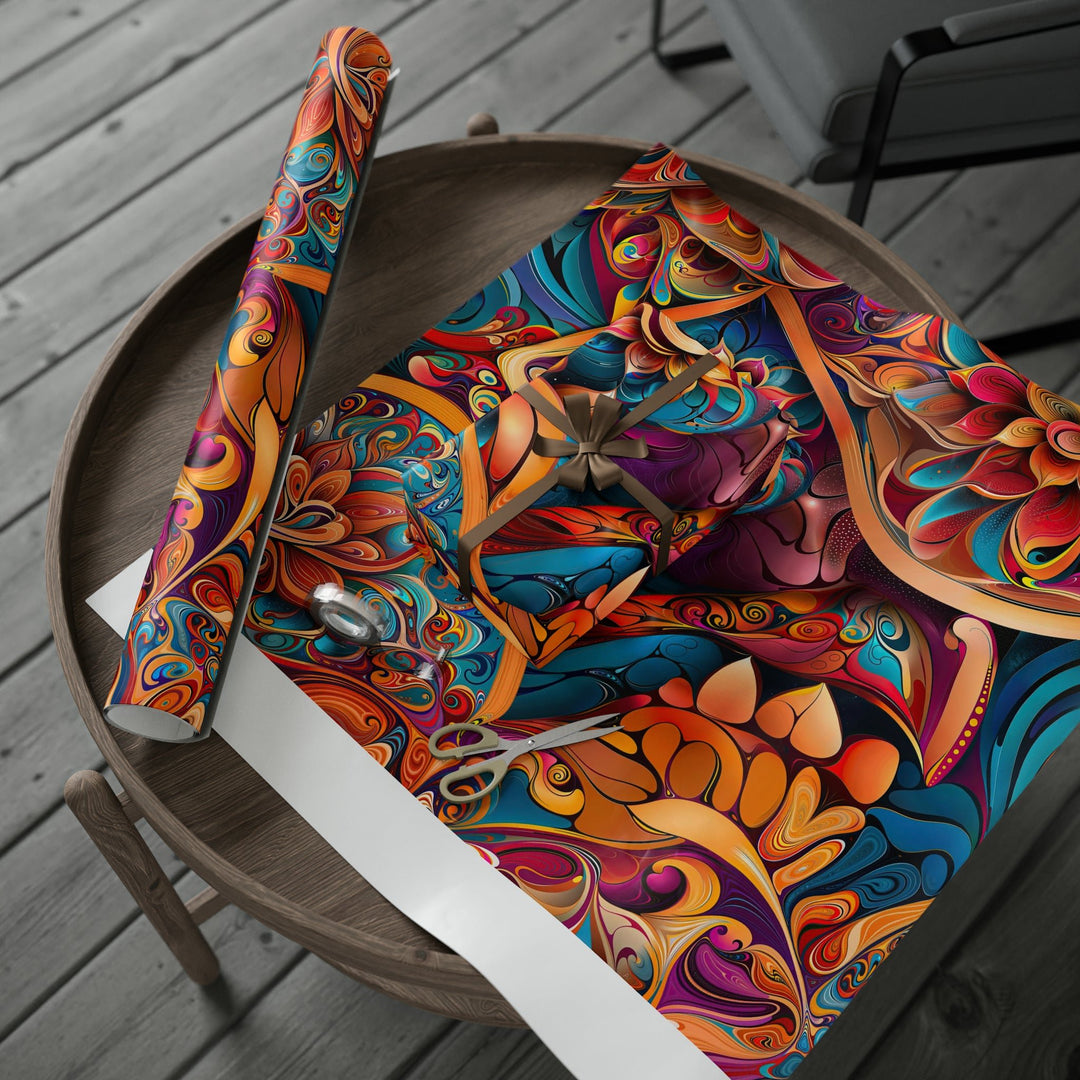 Vibrant Floral Essence - Wrapping Paper - Home Decor - g(0D·IO) - 30'' x 72'' - Matte -