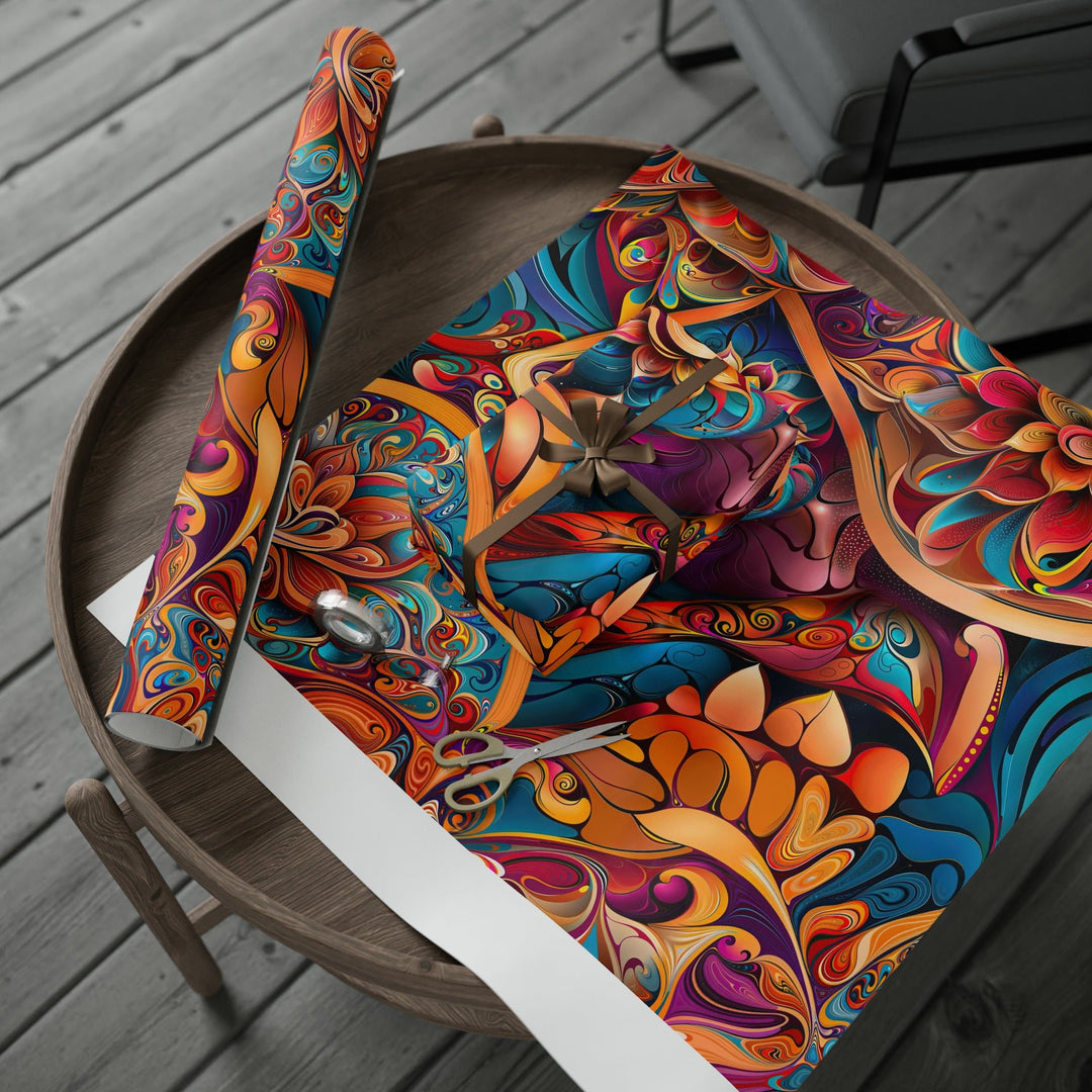 Vibrant Floral Essence - Wrapping Paper - Home Decor - g(0D·IO) - 30'' x 72'' - Matte -