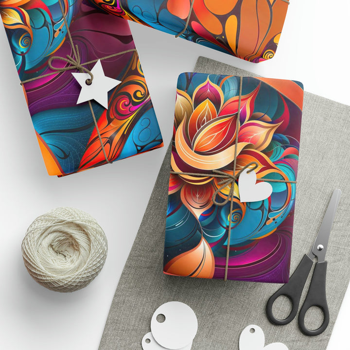 Vibrant Floral Essence - Wrapping Paper - Home Decor - g(0D·IO) - 30'' x 72'' - Matte -