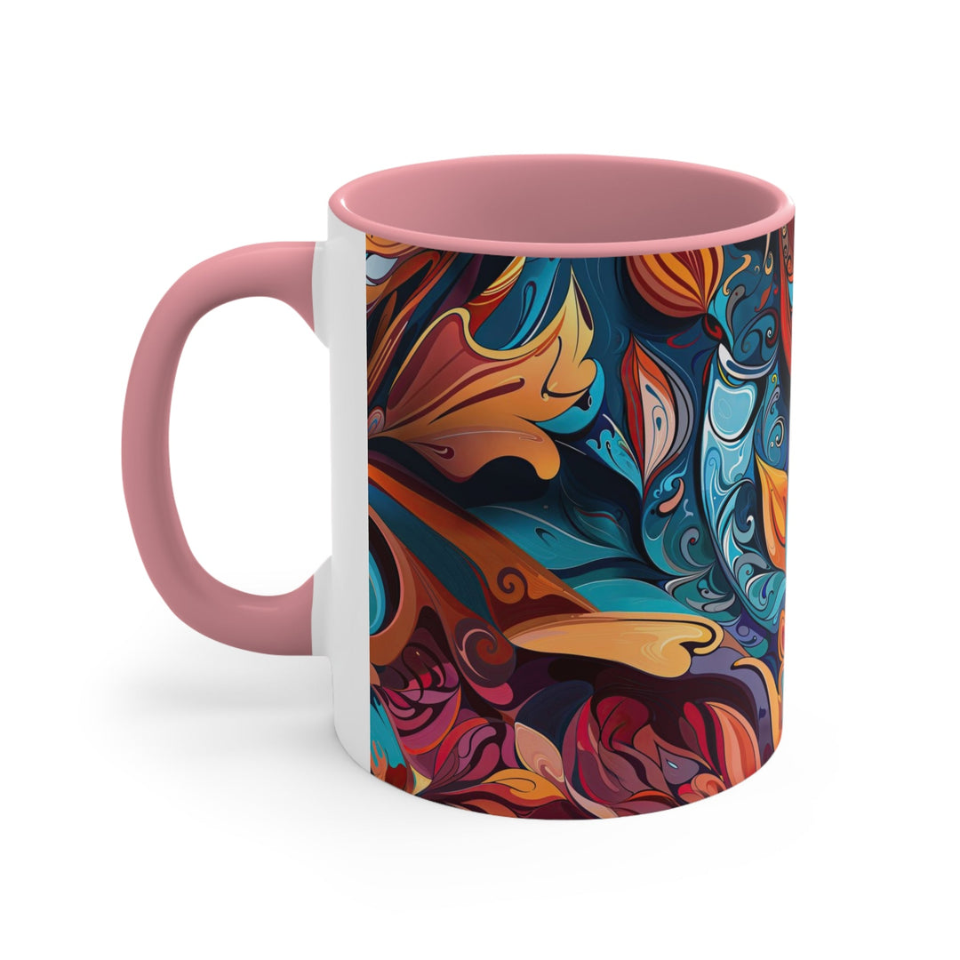 Vibrant Floral Whirls - Accent Coffee Mug - Mug - g(0D·IO) - Pink - 11oz -