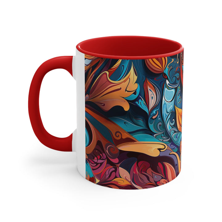 Vibrant Floral Whirls - Accent Coffee Mug - Mug - g(0D·IO) - Pink - 11oz -