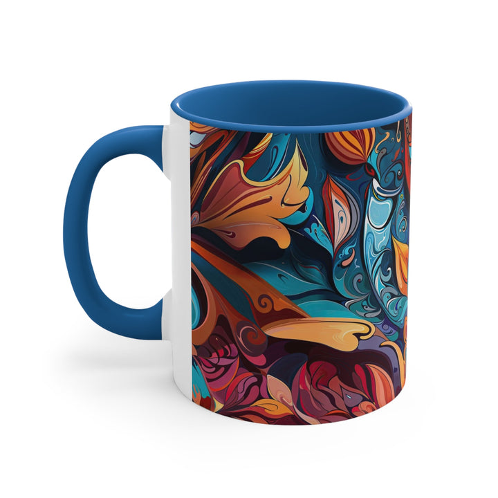 Vibrant Floral Whirls - Accent Coffee Mug - Mug - g(0D·IO) - Pink - 11oz -