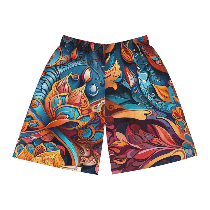 Vibrant Floral Whirls - AOP Basketball Shorts - All Over Prints - g(0D·IO) - Seam thread color automatically matched to design - XS -