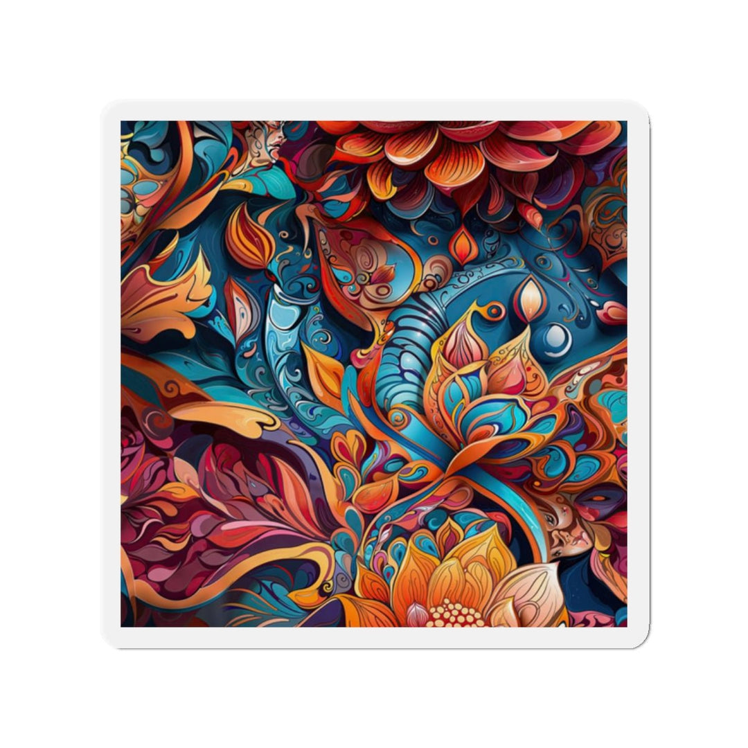 Vibrant Floral Whirls - Die-cut Magnet - Home Decor - g(0D·IO) - 2" x 2" - Die-Cut - 1 pc