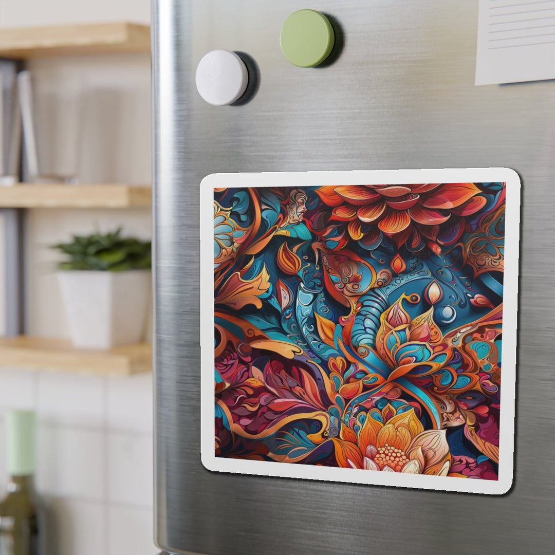 Vibrant Floral Whirls - Die-cut Magnet - Home Decor - g(0D·IO) - 6 × 6" - Die-Cut - 1 pc