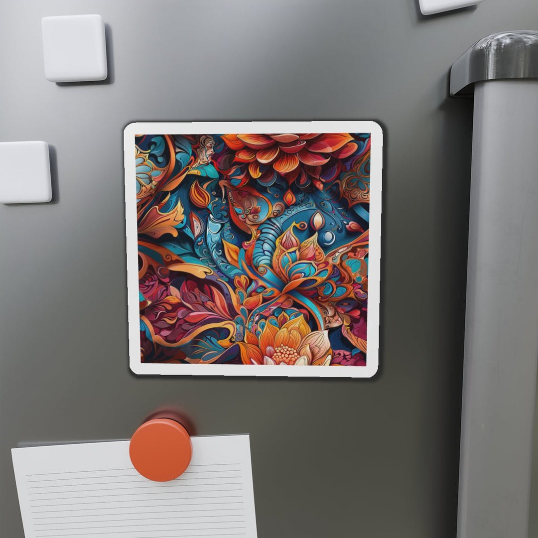 Vibrant Floral Whirls - Die-cut Magnet - Home Decor - g(0D·IO) - 6 × 6" - Die-Cut - 1 pc