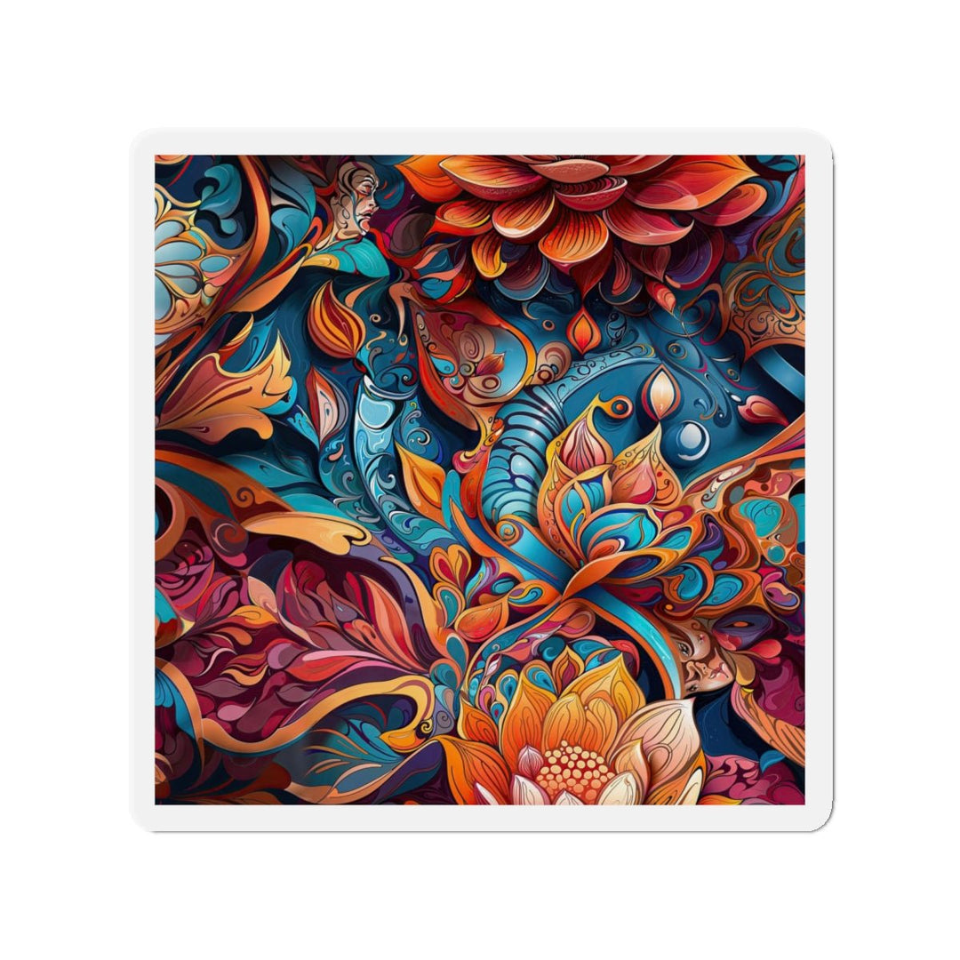 Vibrant Floral Whirls - Die-cut Magnet - Home Decor - g(0D·IO) - 6 × 6" - Die-Cut - 1 pc