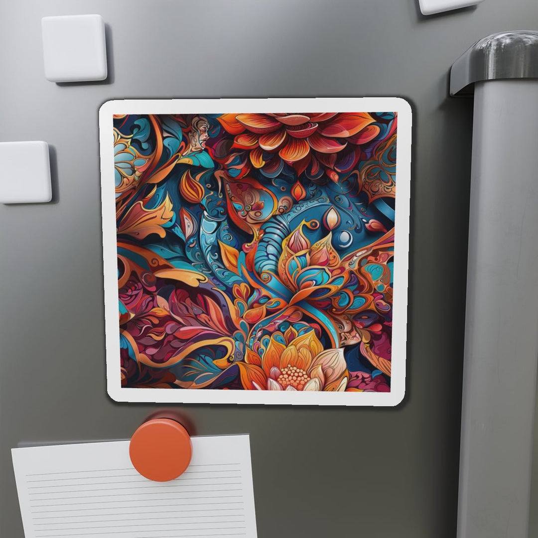 Vibrant Floral Whirls - Die-cut Magnet - Home Decor - g(0D·IO) - 6 × 6" - Die-Cut - 1 pc