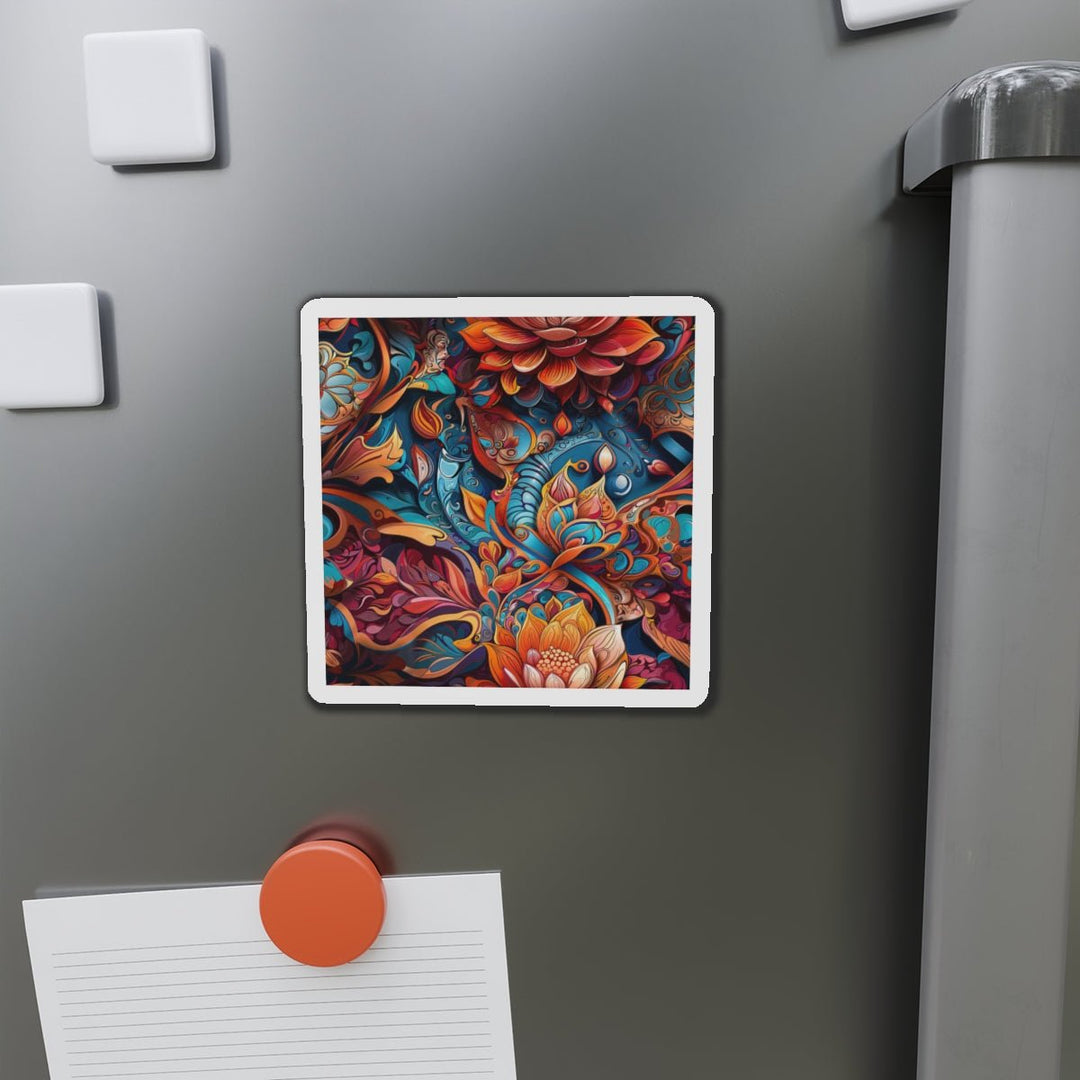 Vibrant Floral Whirls - Die-cut Magnet - Home Decor - g(0D·IO) - 6 × 6" - Die-Cut - 1 pc