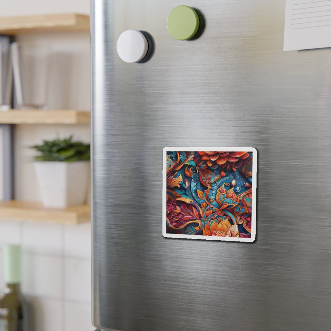 Vibrant Floral Whirls - Die-cut Magnet - Home Decor - g(0D·IO) - 6 × 6" - Die-Cut - 1 pc