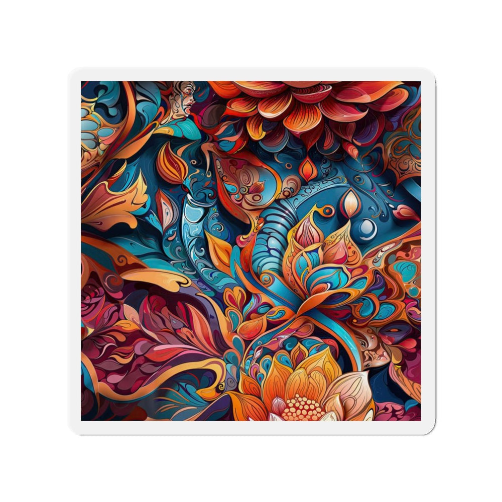 Vibrant Floral Whirls - Die-cut Magnet - Home Decor - g(0D·IO) - 3" x 3" - Die-Cut - 1 pc