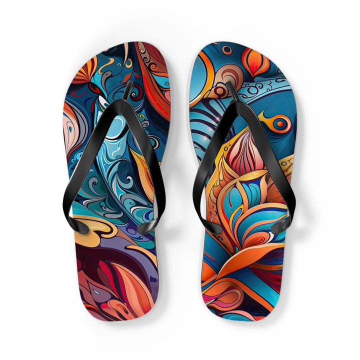 Vibrant Floral Whirls - Flip Flops - Shoes - g(0D·IO) - L - Black sole -