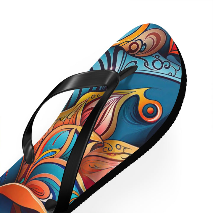 Vibrant Floral Whirls - Flip Flops - Shoes - g(0D·IO) - XL - Black sole -