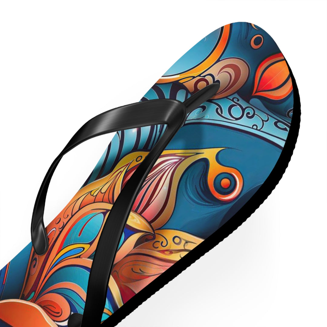 Vibrant Floral Whirls - Flip Flops - Shoes - g(0D·IO) - XL - Black sole -