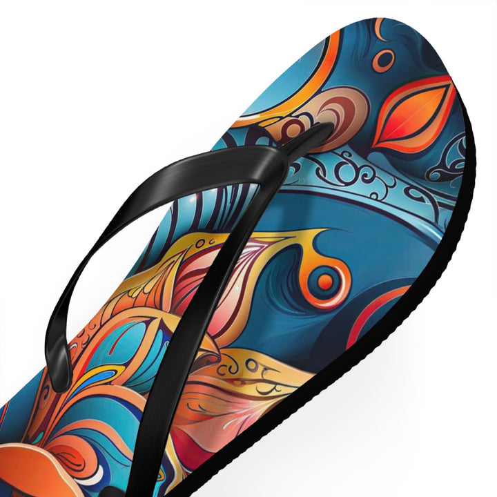 Vibrant Floral Whirls - Flip Flops - Shoes - g(0D·IO) - XL - Black sole -