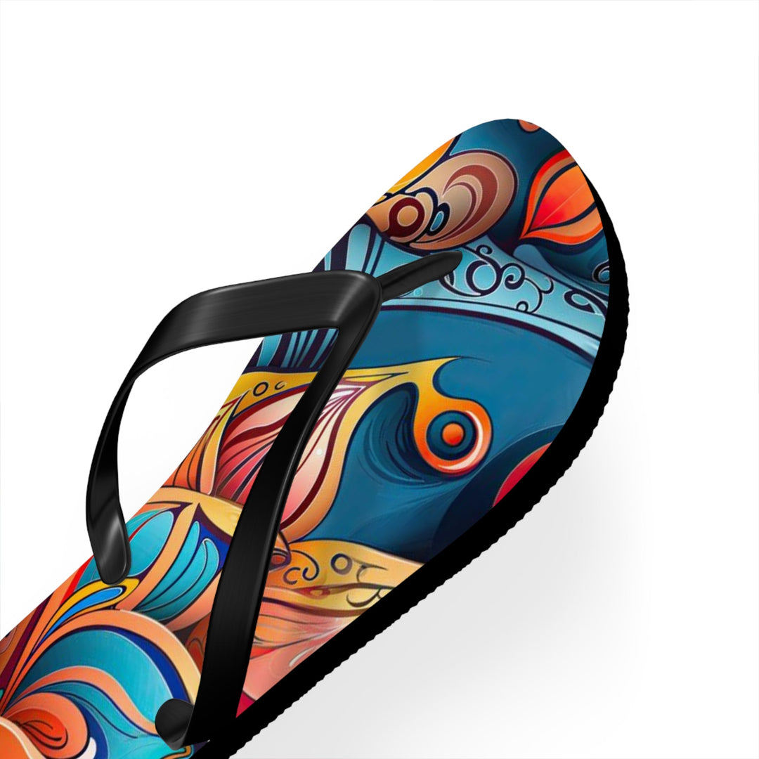 Vibrant Floral Whirls - Flip Flops - Shoes - g(0D·IO) - XL - Black sole -