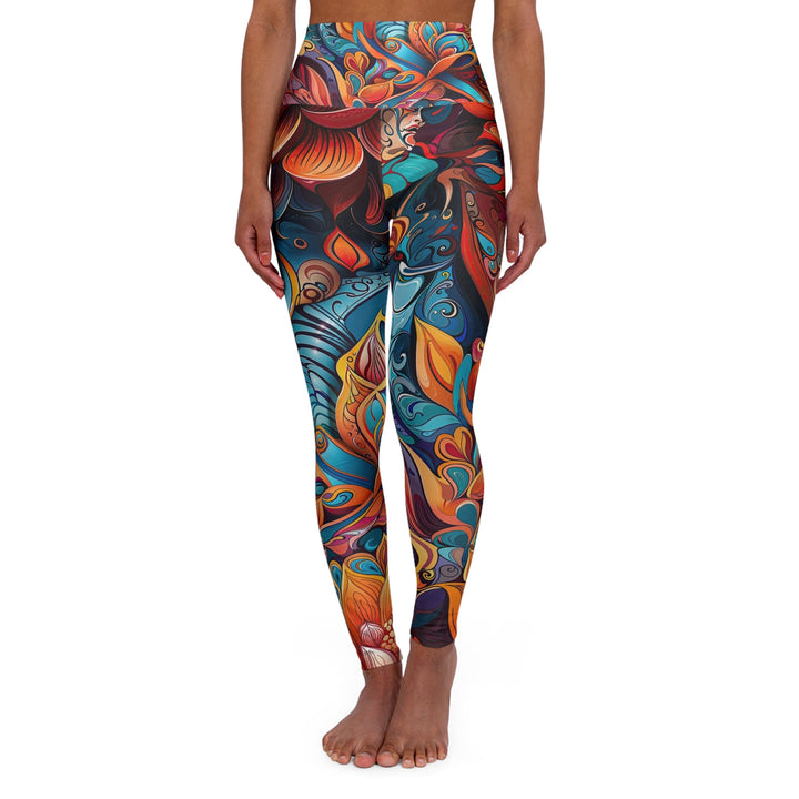 Vibrant Floral Whirls - High Waisted AOP Yoga Leggings - All Over Prints - g(0D·IO) - XS - -