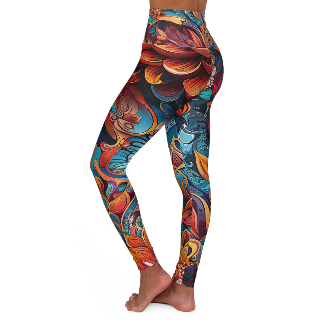 Vibrant Floral Whirls - High Waisted AOP Yoga Leggings - All Over Prints - g(0D·IO) - XS - -