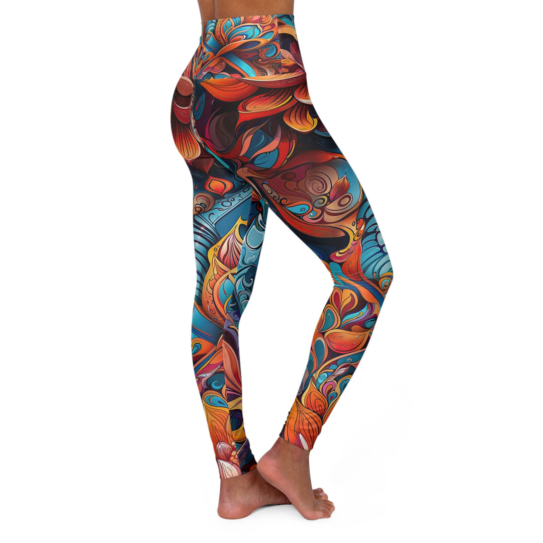 Vibrant Floral Whirls - High Waisted AOP Yoga Leggings - All Over Prints - g(0D·IO) - XS - -