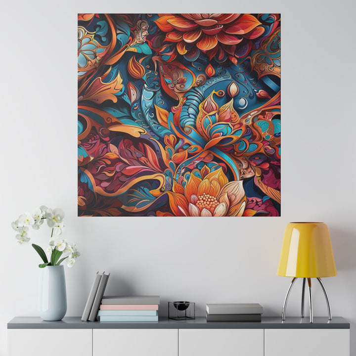 Vibrant Floral Whirls - Matte Canvas - Canvas - g(0D·IO) - 32" x 32" (Square) - 0.75'' -