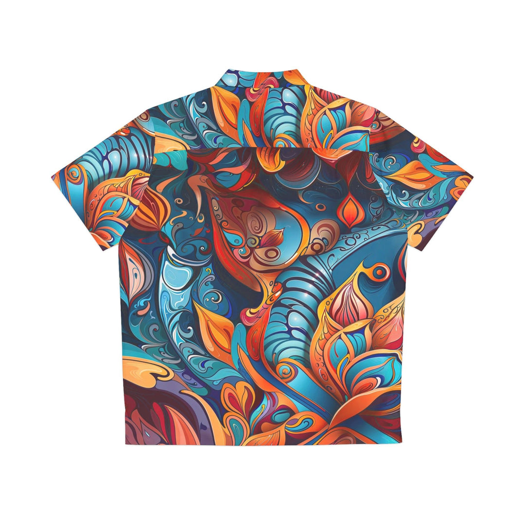 Vibrant Floral Whirls - Men's Hawaiian Shirt - All Over Prints - g(0D·IO) - S - Black -