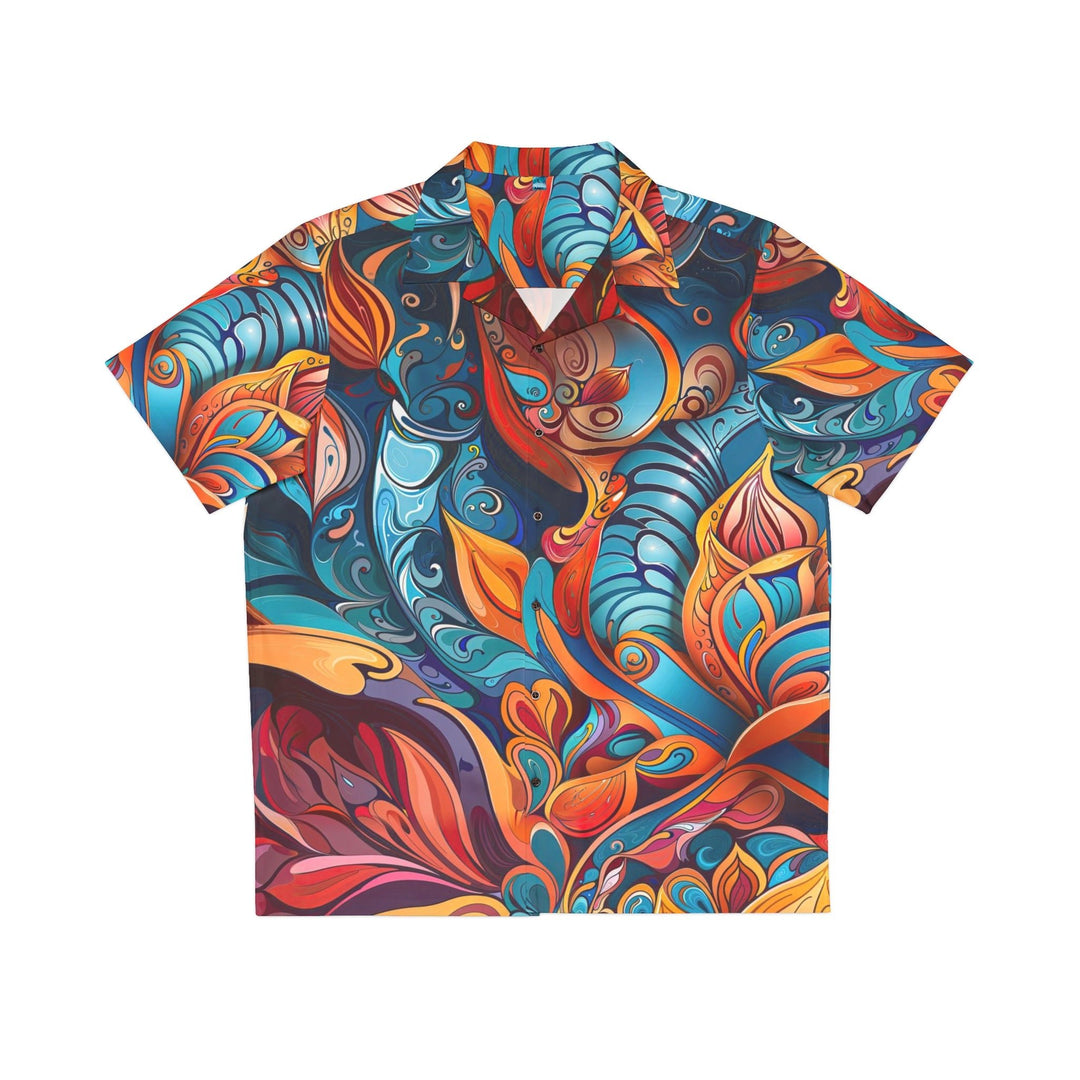 Vibrant Floral Whirls - Men's Hawaiian Shirt - All Over Prints - g(0D·IO) - S - Black -