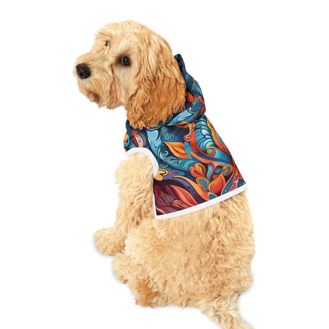 Vibrant Floral Whirls - Pet Hoodie - Pets - g(0D·IO) - XXS - Black Rib -