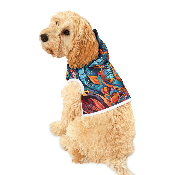 Vibrant Floral Whirls - Pet Hoodie - Pets - g(0D·IO) - XXS - Black Rib -