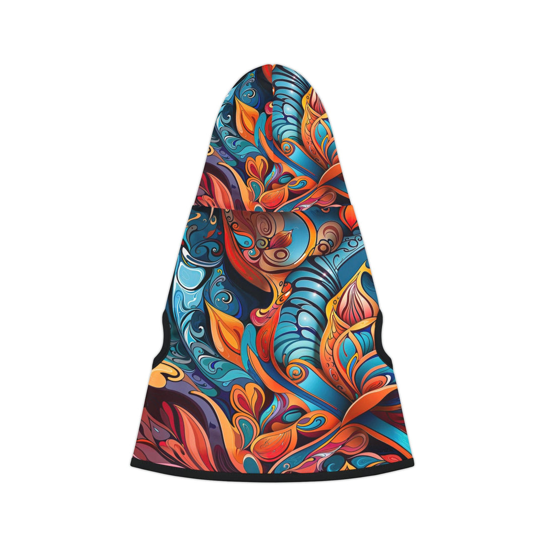 Vibrant Floral Whirls - Pet Hoodie - Pets - g(0D·IO) - XXS - Black Rib -