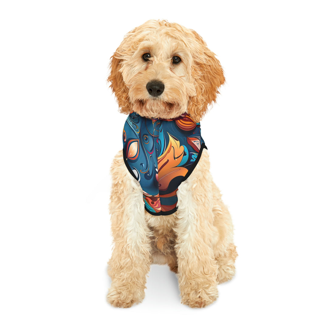 Vibrant Floral Whirls - Pet Hoodie - Pets - g(0D·IO) - XXS - Black Rib -