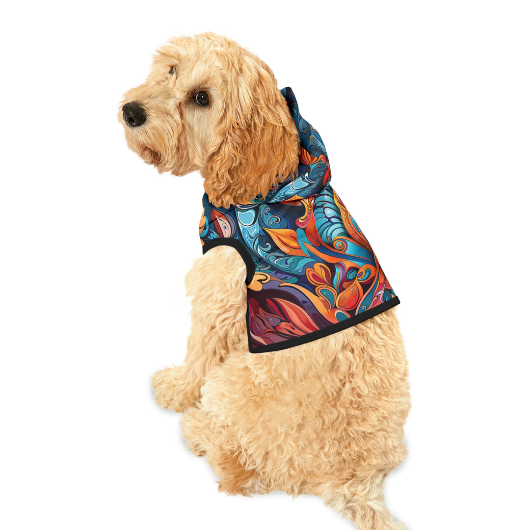 Vibrant Floral Whirls - Pet Hoodie - Pets - g(0D·IO) - XXS - Black Rib -