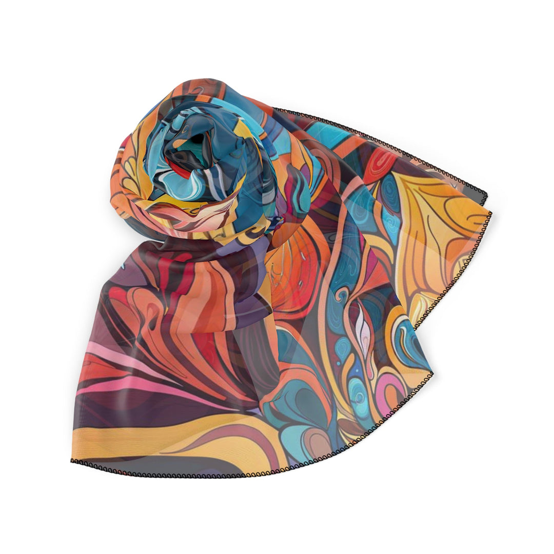 Vibrant Floral Whirls - Poly Scarf - Accessories - g(0D·IO) - Poly chiffon - 50" × 50" -