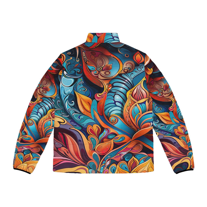 Vibrant Floral Whirls - Puffer Jacket - All Over Prints - g(0D·IO) - S - Black zipper -