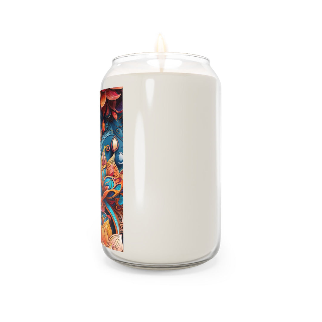 Vibrant Floral Whirls - Scented Candle - Home Decor - g(0D·IO) - Vanilla Bean - 13.75oz -