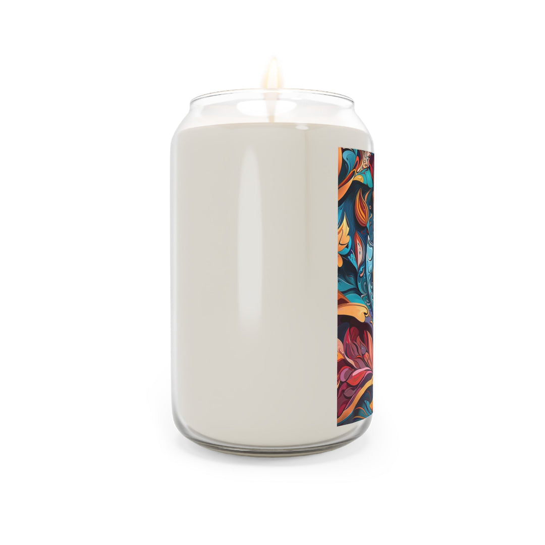 Vibrant Floral Whirls - Scented Candle - Home Decor - g(0D·IO) - Vanilla Bean - 13.75oz -